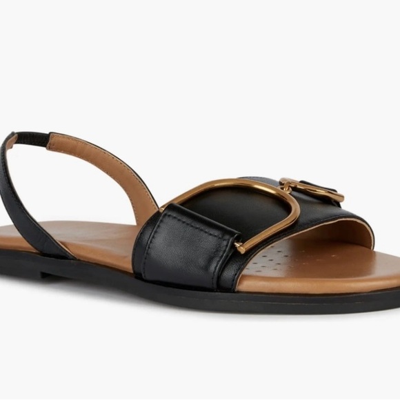 Geox Shoes - Geox Black Sandals with Gold Buckles